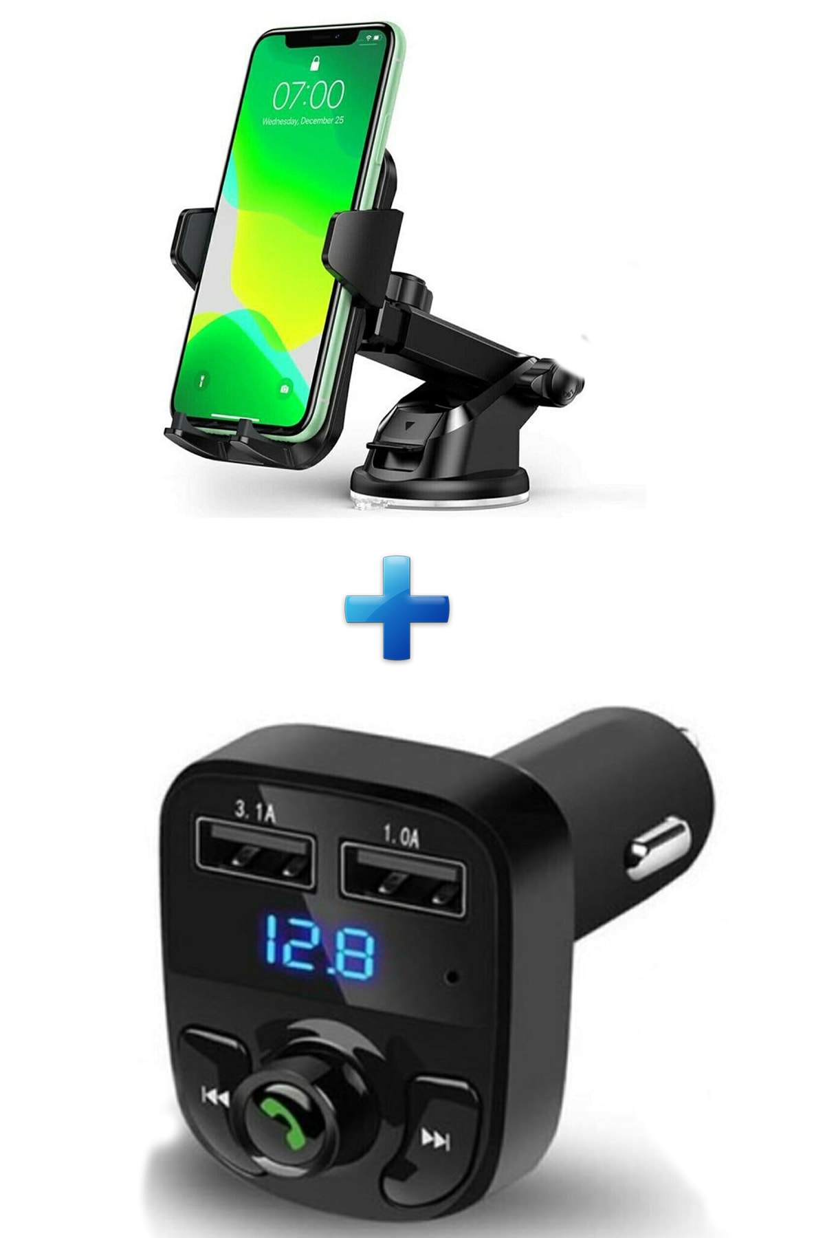 MEZİGARC Reno Toros Uyumlu 2li Set Bluetooth Fm Transmitter Ve Oto Akrobat Telefon Tutucu