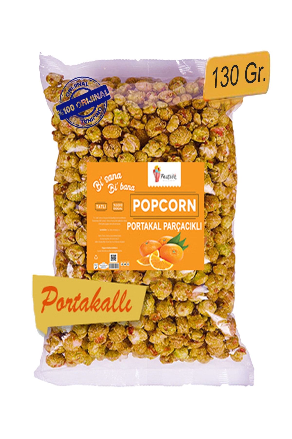 Festiva Portakal Parçacıklı Karamelli Patlamış Mısır / Popcorn 130 Gr.
