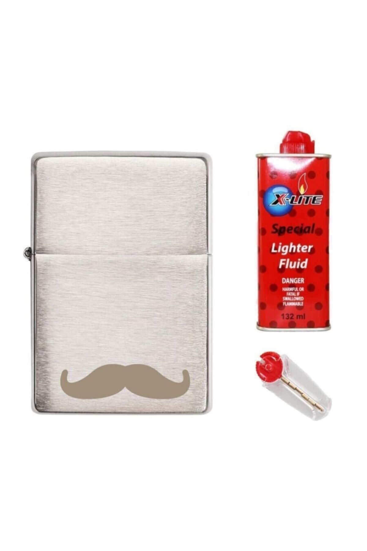 Atomic Çakmak Benzin Hediye Seti Krom Mustache Baba