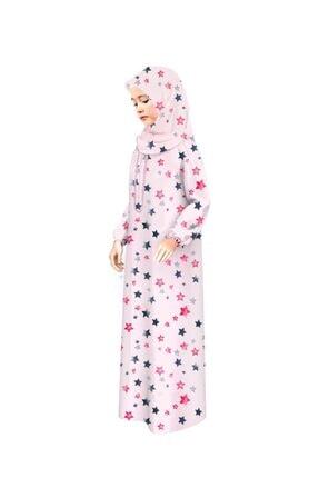 Kız Çocuk Namaz Elbisesi Pembe Renkli Fermuarlı Yıldız Desenli 875 Image 0