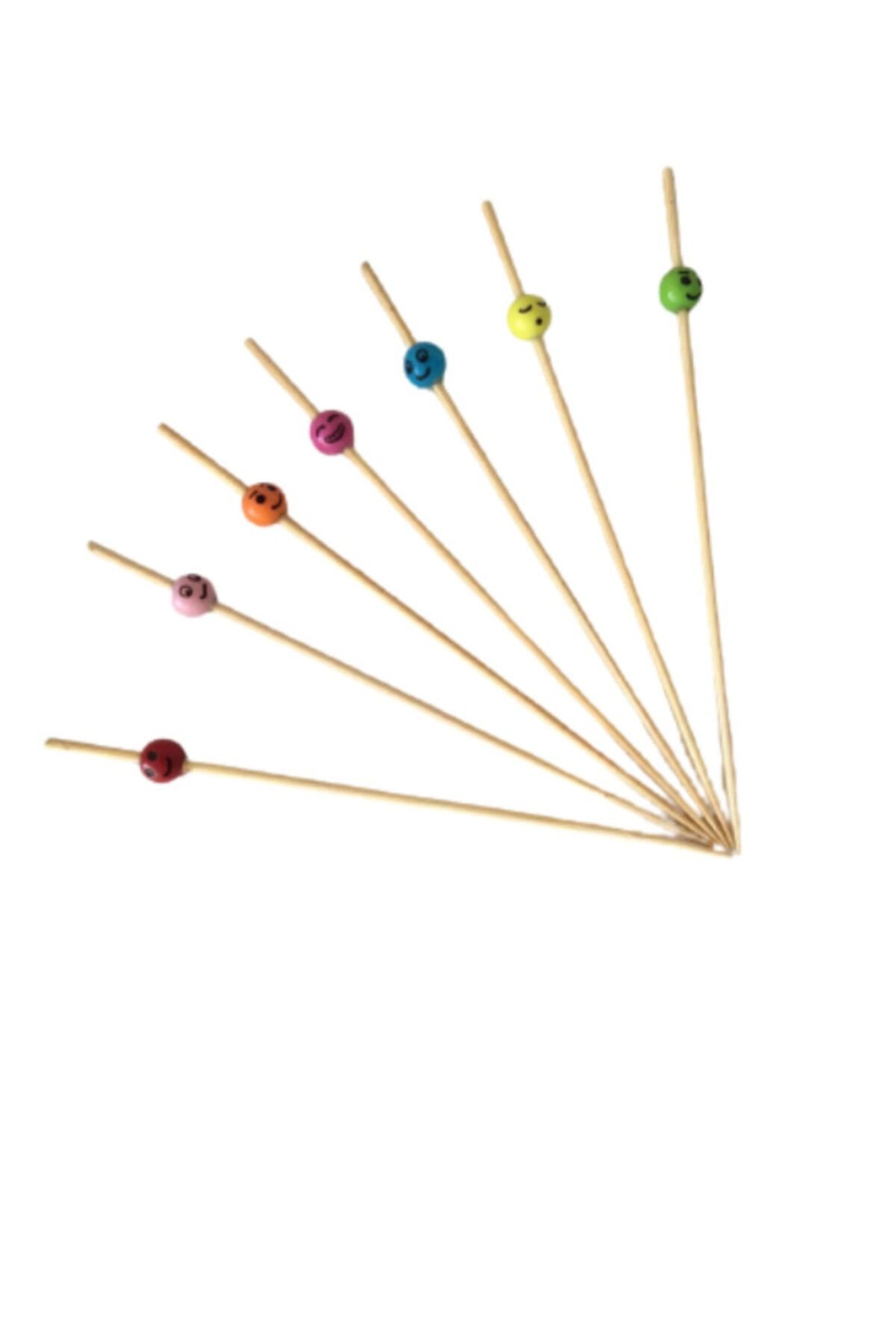 PASTRY PLANET Gülen Yüz Boncuk Bambu Kürdan 12cm