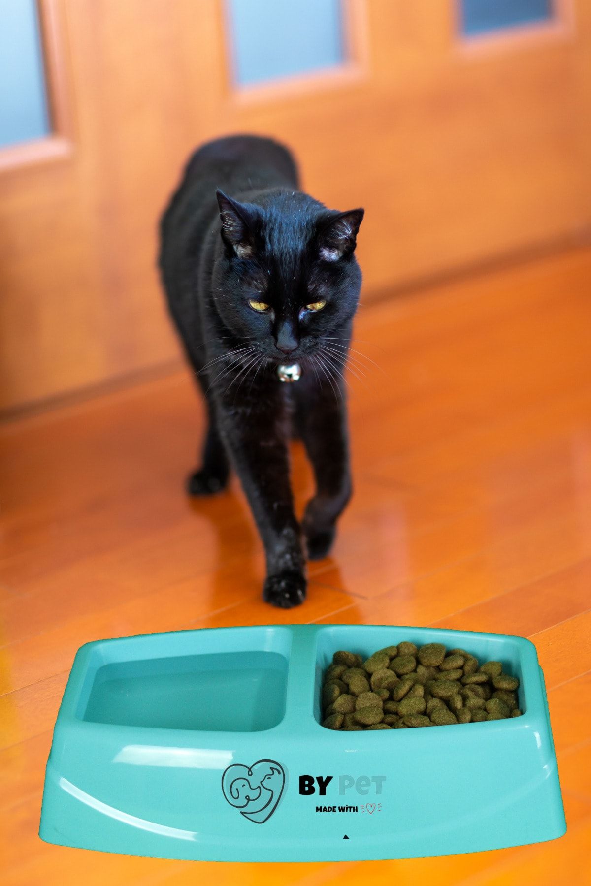 BYPET Sağlıklı Plastik , Büyük Boy Ikili Kedi Köpek Mama Ve Su Kabı