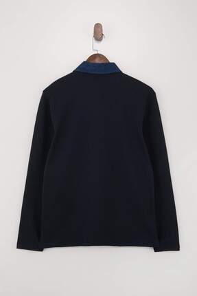 Lacivert Regular/Normal Kesim Dokulu Denim Yaka Detaylı Polo Yaka T-shirt TMNSS26PO00001 Image 2