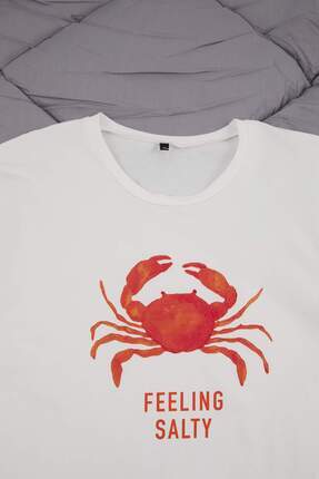 Ekru Regular Fit Yengeç Baskılı Pamuklu Pijama Takımı TMNSS26PT00020 Image 1