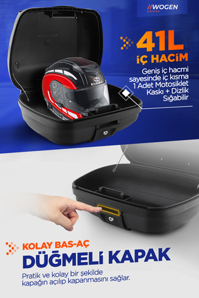 MOTOSİKLET ARKA ÇANTA KARGO TİPİ 41 LİTRE SİYAH (BASIC) WOGEN Image 1