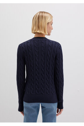 İpek Karışımlı V Yaka Lacivert Kazak Slim Fit / Dar Kesim 1710720-89101 Image 4