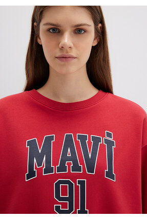 Logo Baskılı Kırmızı Sweatshirt 1S10381-80638 Image 4