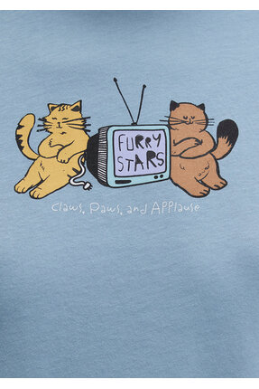 Kedi Baskılı Tişört Semi Slim Fit / Yarı Dar Kesim 1613472-88024 Image 6