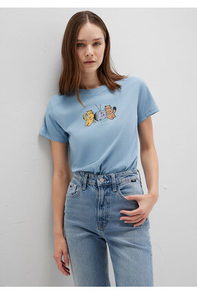 Kedi Baskılı Tişört Semi Slim Fit / Yarı Dar Kesim 1613472-88024 Image 2