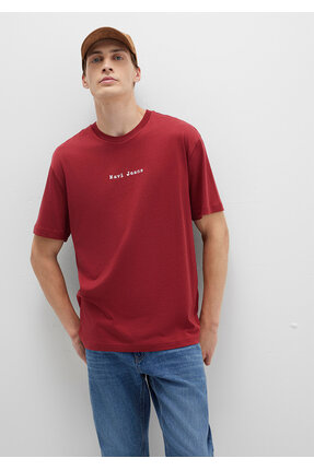 Jeans Baskılı Kırmızı Tişört Loose Fit / Bol Rahat Kesim 0612899-89065 Image 1