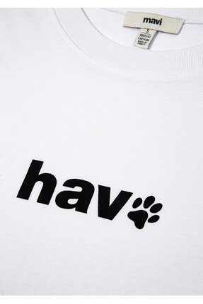 Hav Baskılı Beyaz Tişört Regular Fit / Normal Kesim 1613288-620 Image 7