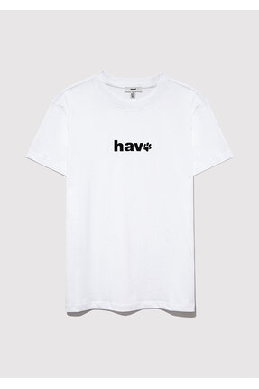 Hav Baskılı Beyaz Tişört Regular Fit / Normal Kesim 1613288-620 Image 5