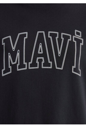 Logo Baskılı Siyah Tişört Regular Fit / Normal Kesim 1611193-900 Image 7