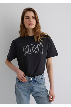 Logo Baskılı Siyah Tişört Regular Fit / Normal Kesim 1611193-900 Image 1