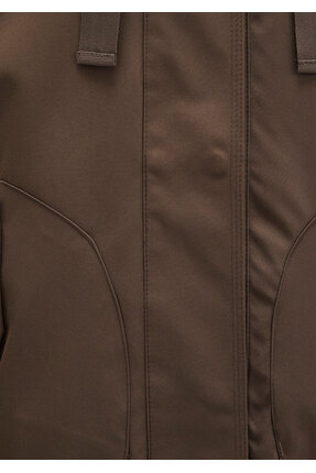 Kapüşonlu Kahverengi Ceket Loose Fit / Bol Rahat Kesim 1110014-82046 Image 6
