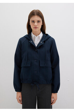 Kapüşonlu Lacivert Ceket Regular Fit / Normal Kesim 110775-82906 Image 3