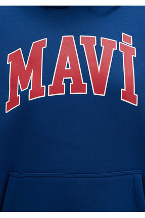 Logo Baskılı Kapüşonlu Lacivert Sweatshirt 1600361-82625 Image 5