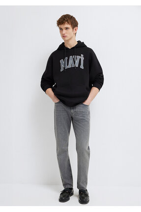 Logo Baskılı Kapüşonlu Siyah Sweatshirt 067149-902 Image 1