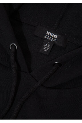 Logo Baskılı Kapüşonlu Siyah Sweatshirt 067149-902 Image 7