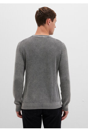 Bisiklet Yaka Gri Kazak Slim Fit / Dar Kesim 070767-34314 Image 4