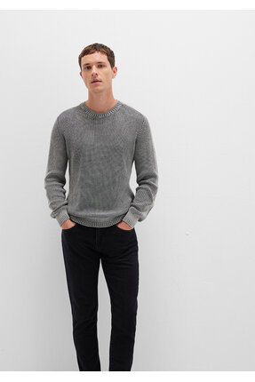 Bisiklet Yaka Gri Kazak Slim Fit / Dar Kesim 070767-34314 Image 0