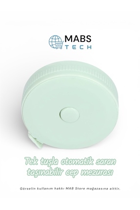 1. Kalite 150 Cm Otomatik Saran Plastik Mezura - 1 Adet Pastel Yeşil Image 2