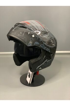902 Güneş Vizörlü Çene Açılır Kask H2 GREY Image 6