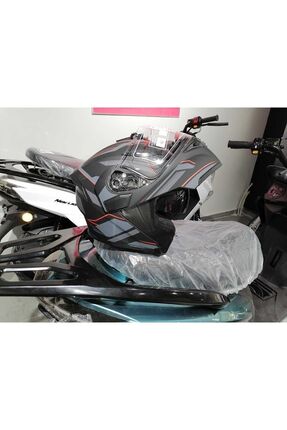 jiekai Jk 902 Mat Siyah-orange Güneş Vizörlü Çene Açılır Kask Image 5