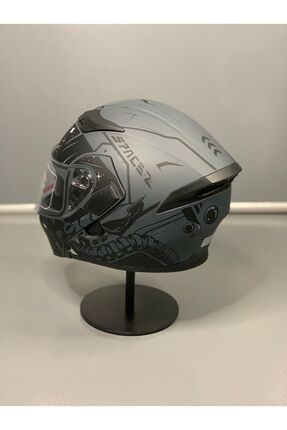 902 Güneş Vizörlü Çene Açılır Kask H2 GREY Image 3