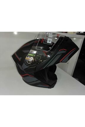 jiekai Jk 902 Mat Siyah-orange Güneş Vizörlü Çene Açılır Kask Image 2