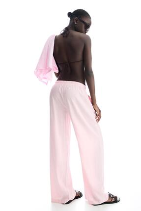 Beli lastikli keten pantolon Image 2