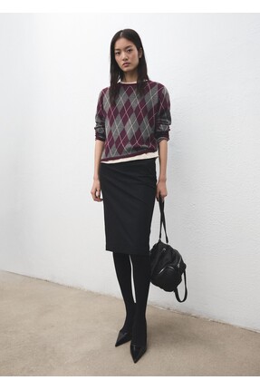 Baklava desenli triko kazak Image 1