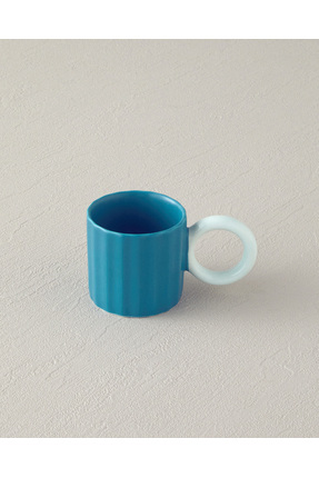 Angled New Bone China 2 Parça 2 Kişilik Kahve Fincan Takımı 90 ml Turkuaz Image 1