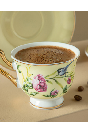 Vanilla New Bone China 4 Parça 2 Kişilik Kahve Fıncan Takımı 90 Ml Açık Sarı Image 2