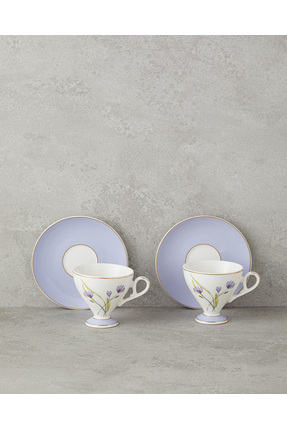 Valentina New Bone China 4 Parça 2 Kişilik Kahve Fincan Takımı 80 ml Lila Image 1