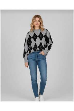 Bisiklet yaka Baklava desenli Image 0