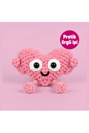 Kalp Amigurumi Örgü Öğrenme Kiti | Videolu Tığ Işi Amigurumi Kalp Örgü Seti Image 1
