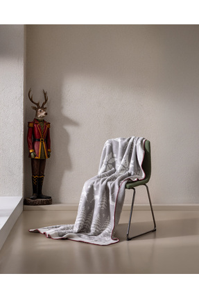 Dornez Jakarlı Pamuklu Tv Battaniye - Gri/Beyaz Image 0