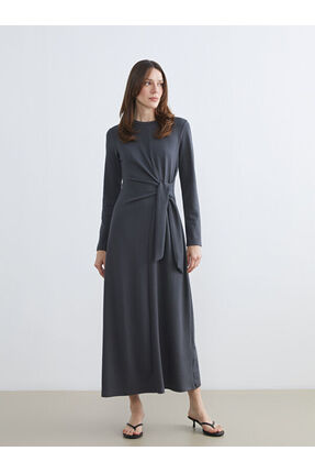 Shining Store'dan Işıltılı Seçimler Oval Yaka Bağlamalı Elbise Image 1