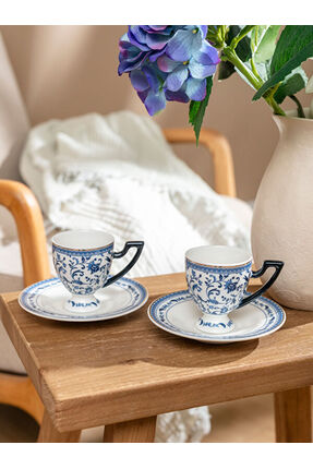 UZG STORE'dan Modern Parçalar Baskılı 2 Kişilik Porselen Kahve Fincan Takımı 90 ml Image 0