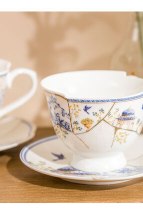 UZG STORE'dan Modern Parçalar Baskılı 2 Kişilik Porselen Kahve Fincan Takımı 220 ml Image 3