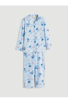 RMZ GİYİM FARKIYLA Gömlek Roba Stitch Baskılı Kız Çocuk Pijama Takımı Image 0
