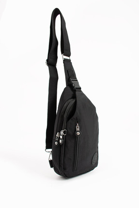 Kadın Krinkıl Kumaş Suya Dayanıklı Çapraz Askılı Siyah Renkli Çanta Image 5
