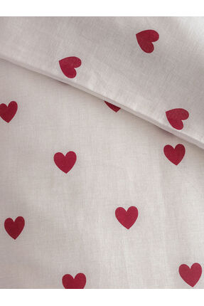 Shining Store'dan Işıltılı Seçimler Kalp Baskılı Pamuklu Tek Kişilik Nevresim Seti Image 5