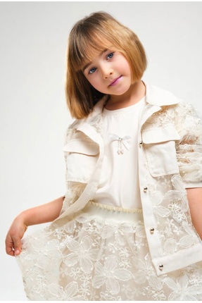 LİMİ kız çocuk yumuşak dokulu ceket etek t-shirt 3 parça takım Image 0