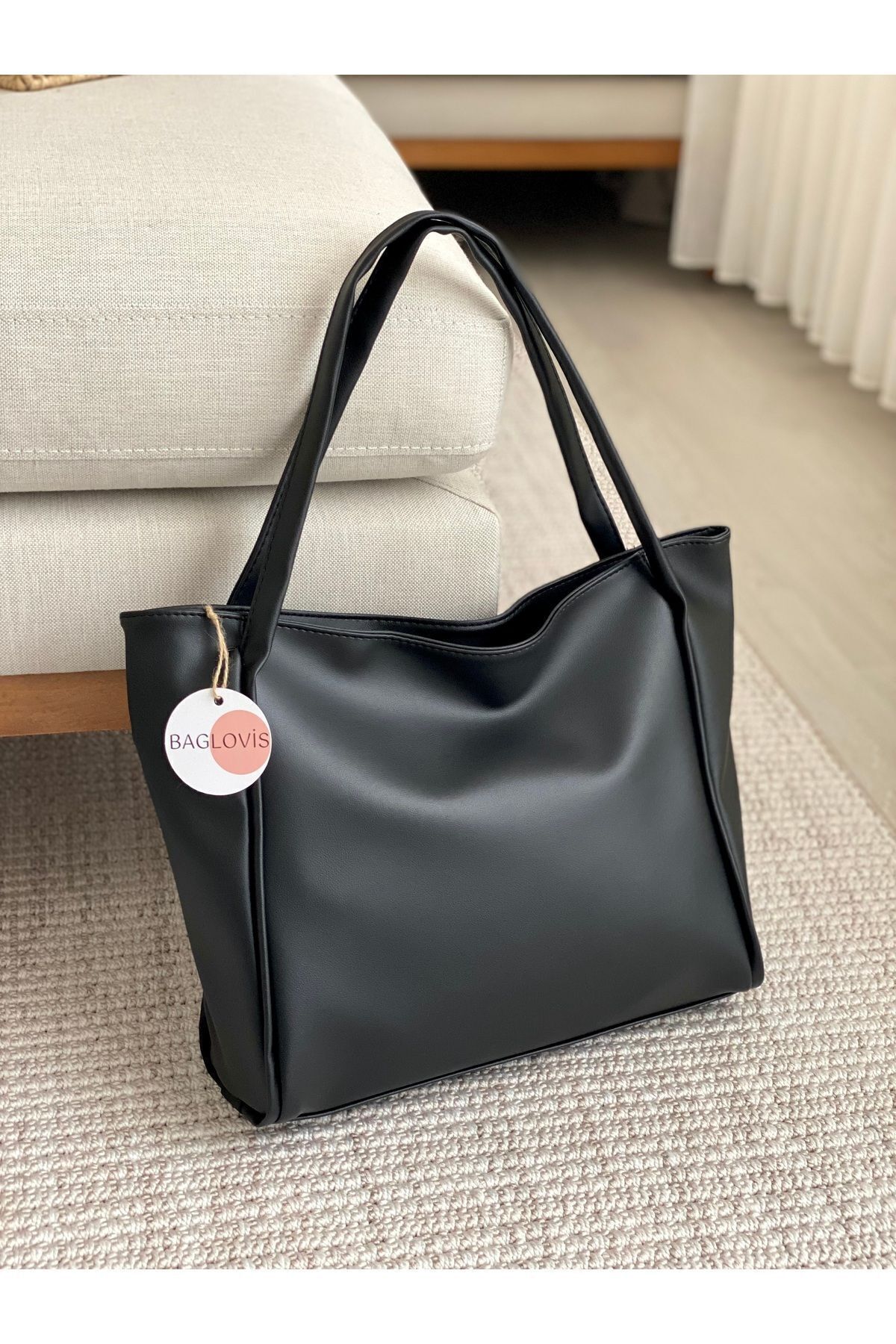 BAGLOVİS Büyük Boy Yumuşak Derili Kadın Çantası En42 Uzn28