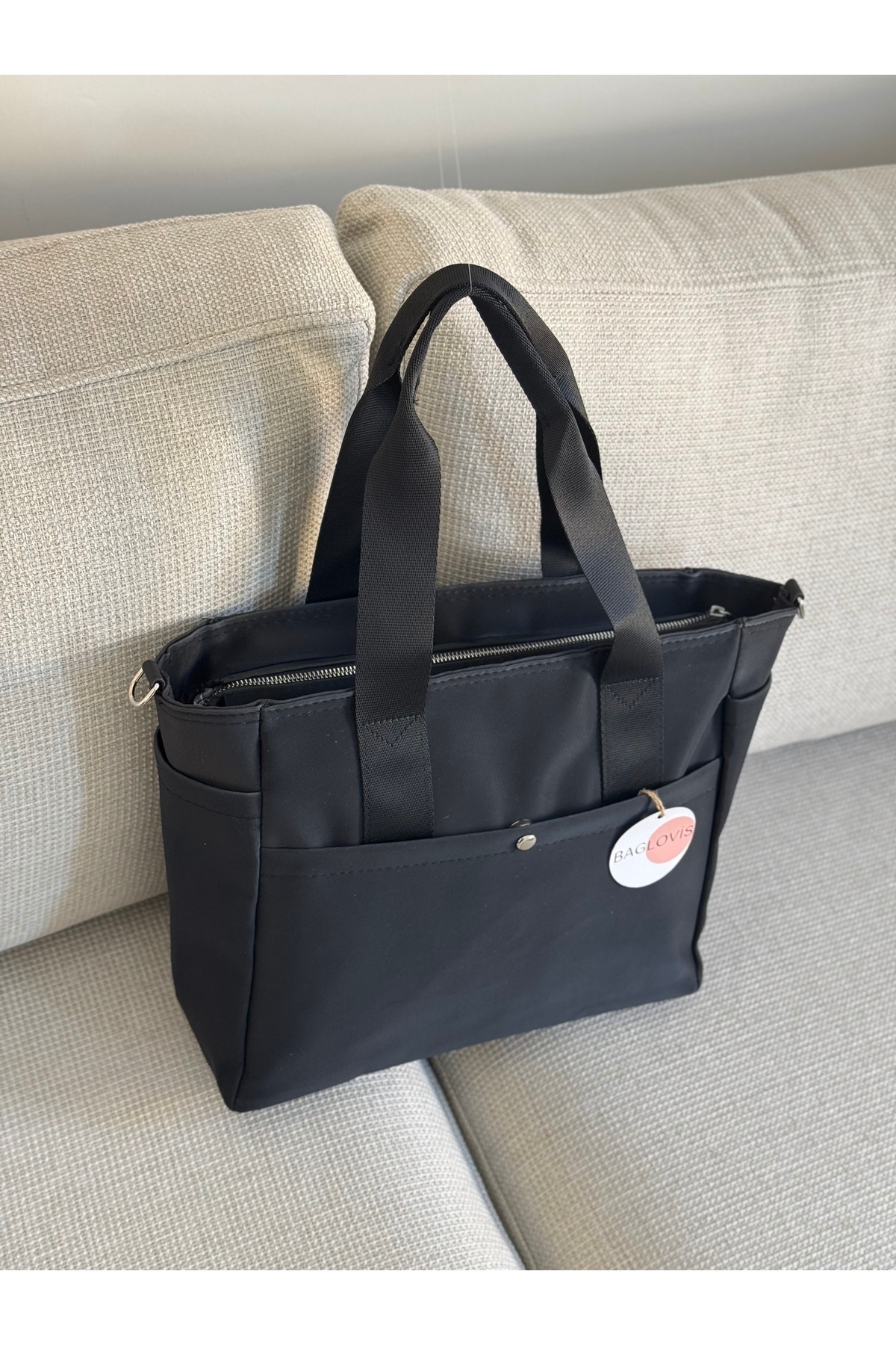 KOLON ASKILI SATEN KUMAŞ SİYAH KADIN OMUZ ÇANTASI EN40 BOY27 | BAGLOVİS