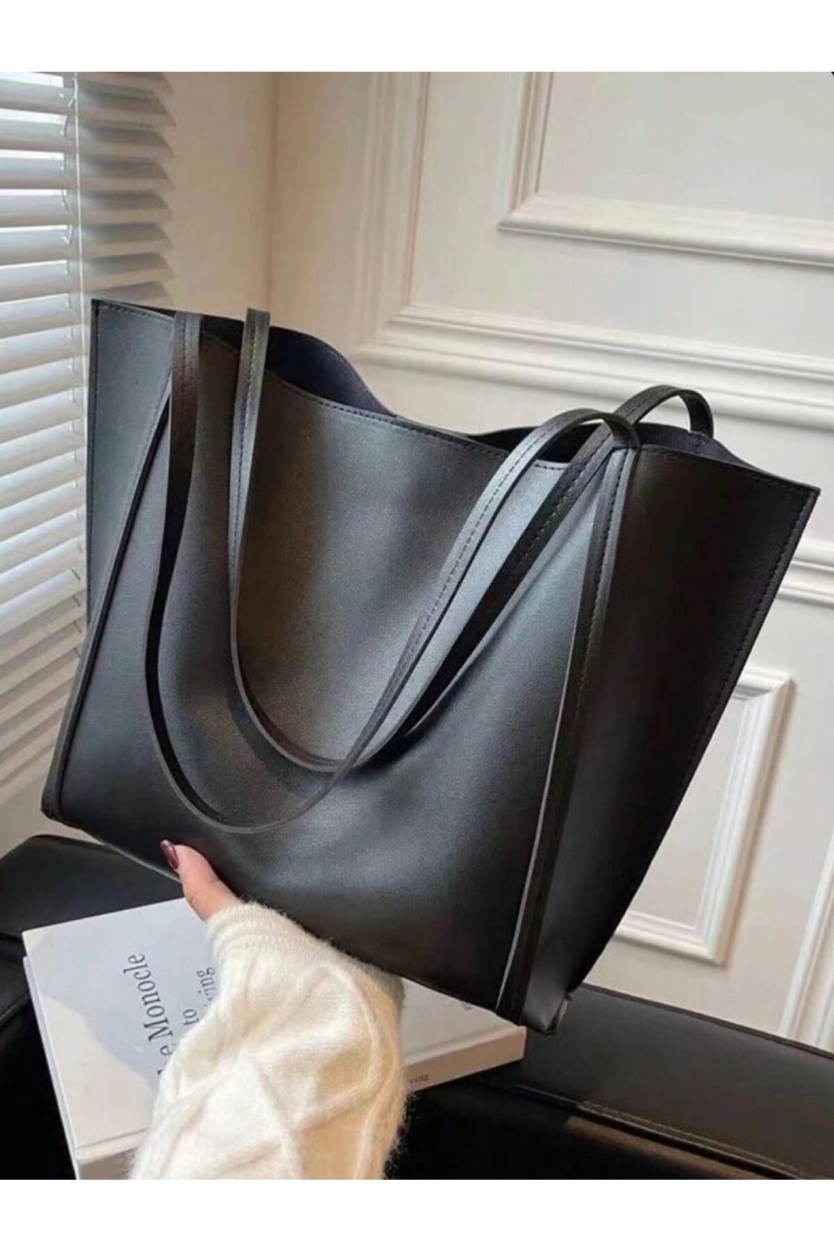 şeffafavm - Kadın Siyah Büyük Omuz Çantası Günlük-Spor