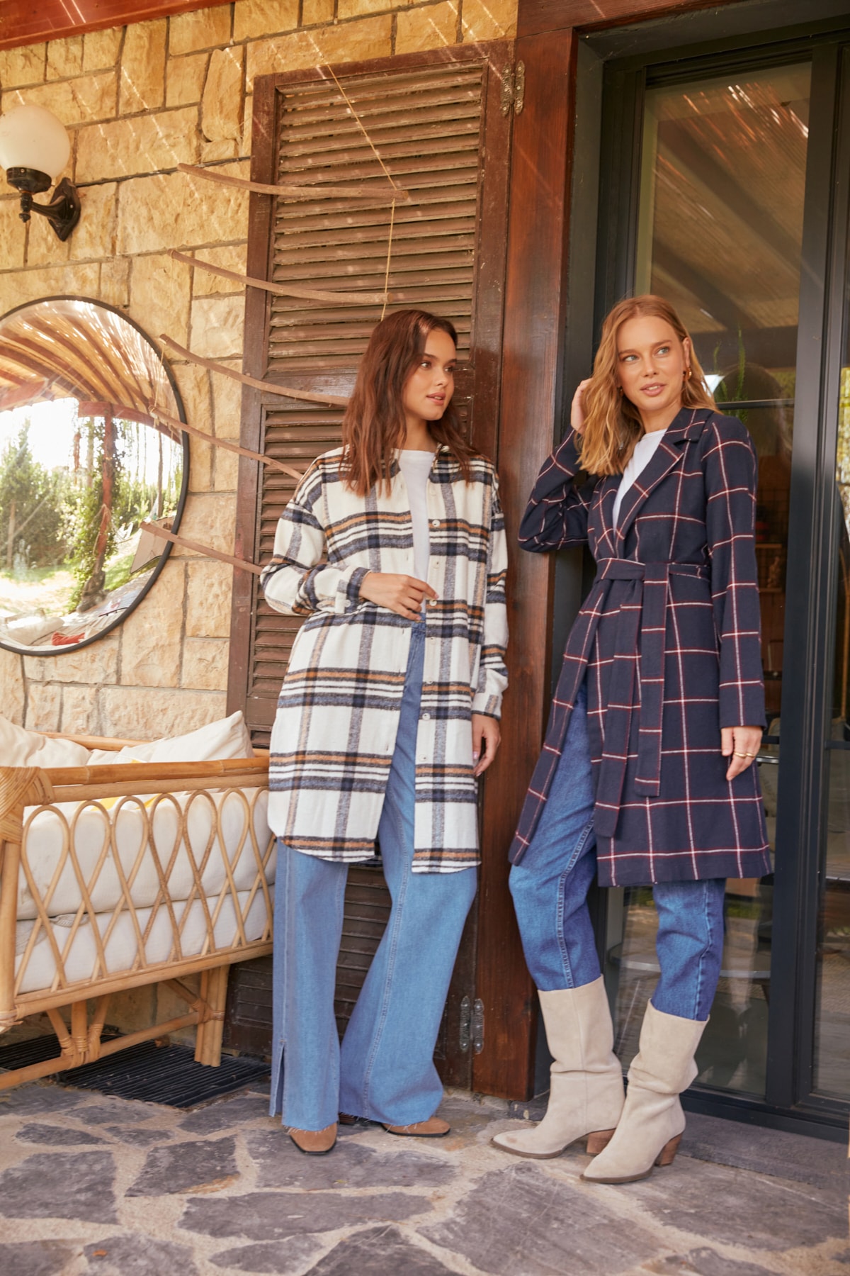 Trendyol Modest Ekru Oduncu Ekose Gömlek Tunik TCTAW22UK0066