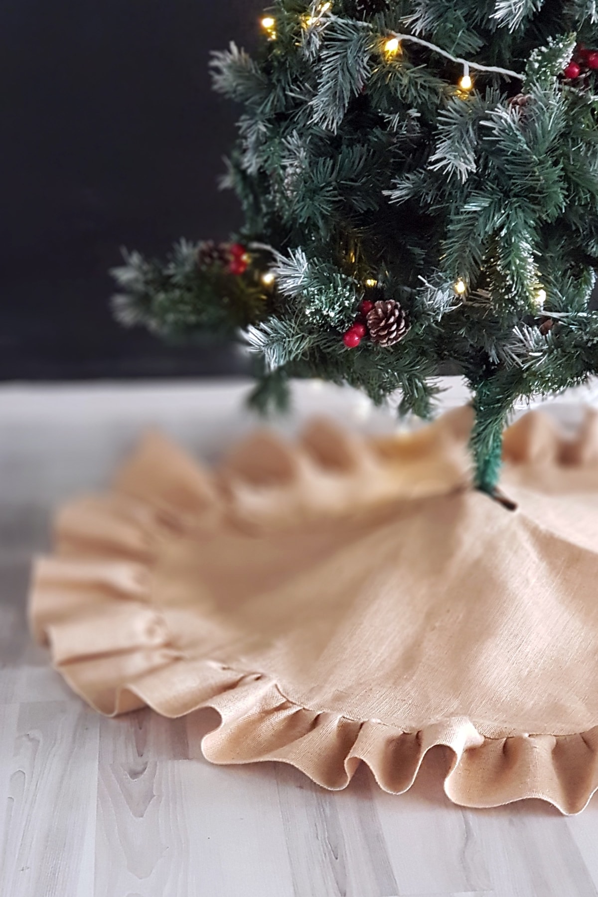 Funbou Yılbaşı çam ağacı örtüsü, jüt / 110 cm